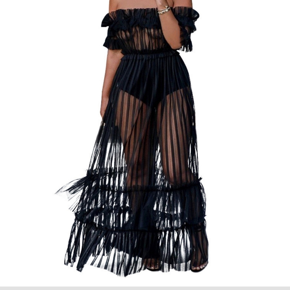 New! Sheer Mesh Maxi Dress
